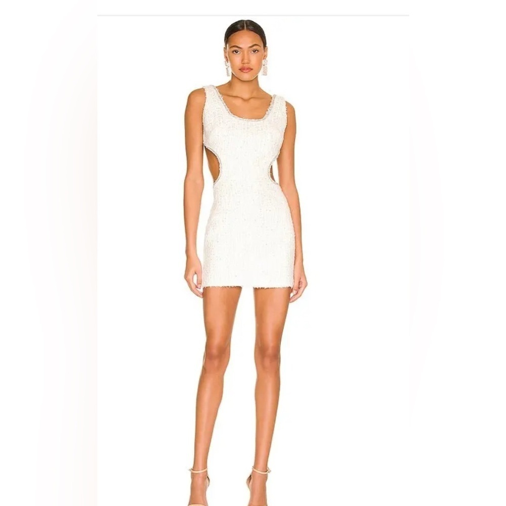 NBD Kenzie Mini Dress in White Tweed Metallic REVOLVE size L
